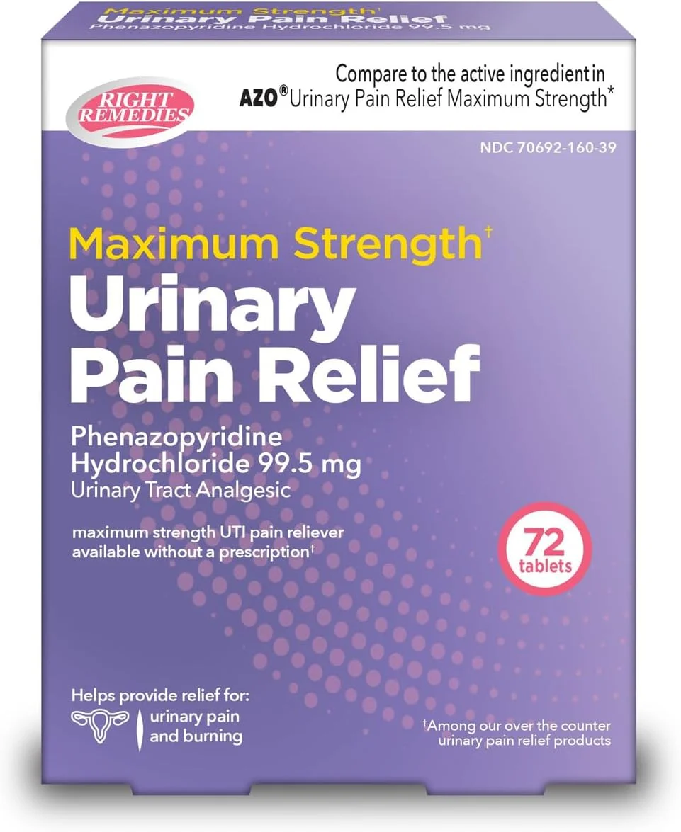 قرص های تسکین درد ادراری با فن آزوپیریدین هیدروکلراید 99.5 میلی گرم | حداکثر قدرت OTC برای تسکین سریع درد، سوزش و ناراحتی مثانه