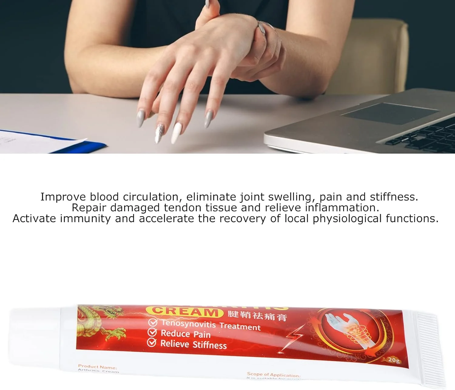 کرم تسکین درد عضلانی، کرم بدن پمادی، کرم تسکین دهنده پوست، پماد تسکین دهنده درد عضلانی برای انگشت مچ دست مچ پا 20 گرم