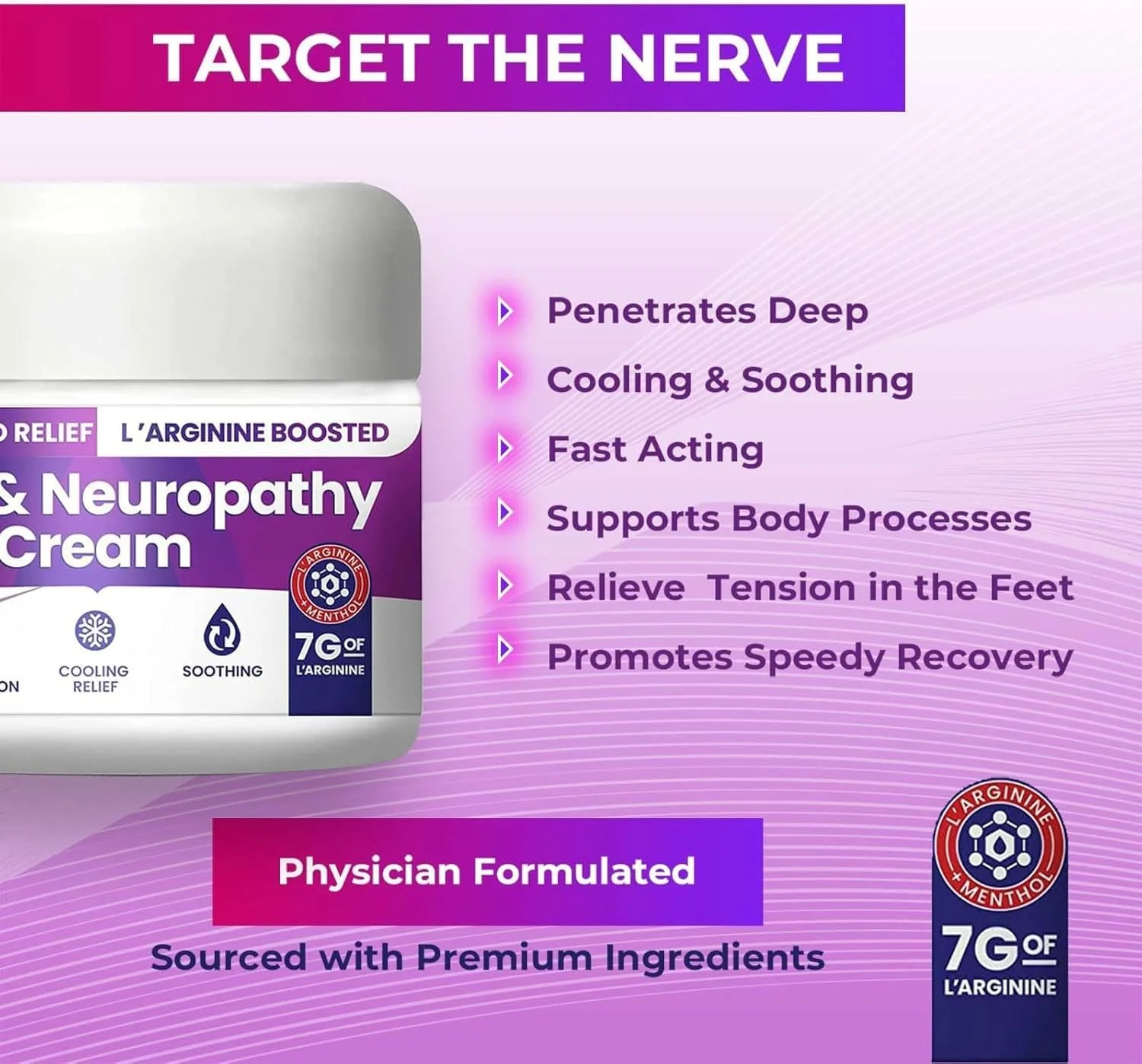 کرم تسکین دهنده اعصاب و نوروپاتی M PAIN MANAGEMENT TECHNOLOGIES NerveSpa - تسکین گیاهی برای پا، دست، ساق پا، انگشتان پا حاوی 7 گرم ال آرژنین، ویتامین B6، منتول، آلوئه - 83 میلی لیتر