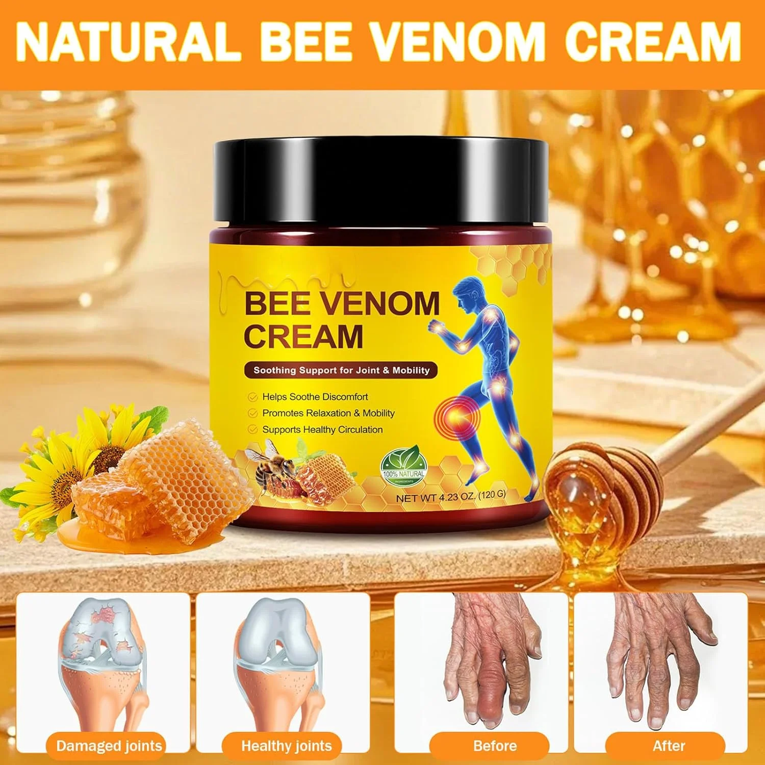 کرم تسکین دهنده کمر و مفاصل | پماد مراقبتی 120 گرمی برای تسکین درد عضلات، پا، شانه و مچ دست مناسب برای زنان، مردان و سالمندان