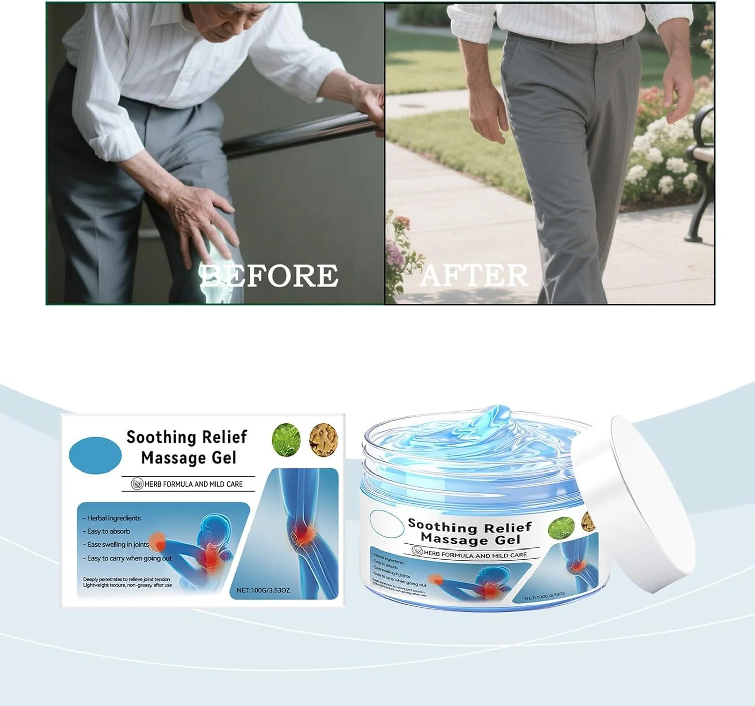 کرم زانو، پماد مراقبت از زانو، پماد تسکین دهنده 100 گرمی برای ریکاوری بعد از تمرین، آسیب های ورزشی شانه، پا، آرنج، کشیدگی کمر و مچ پا