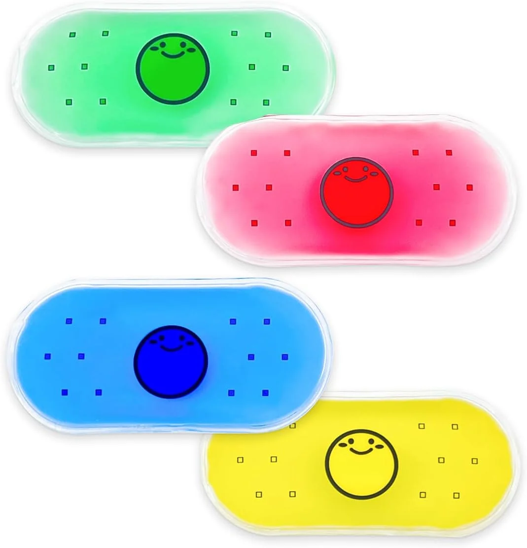 کیسه یخ کودک، پد ژلی خنک کننده گرم یا سرد، قابل استفاده مجدد برای آسیب دیدگی، سلامت پزشکی، تورم و تسکین درد، خستگی چشم، آسیب دیدگی کودک، سردرد، تسکین سینوزیت (مجموعه 4 عددی)