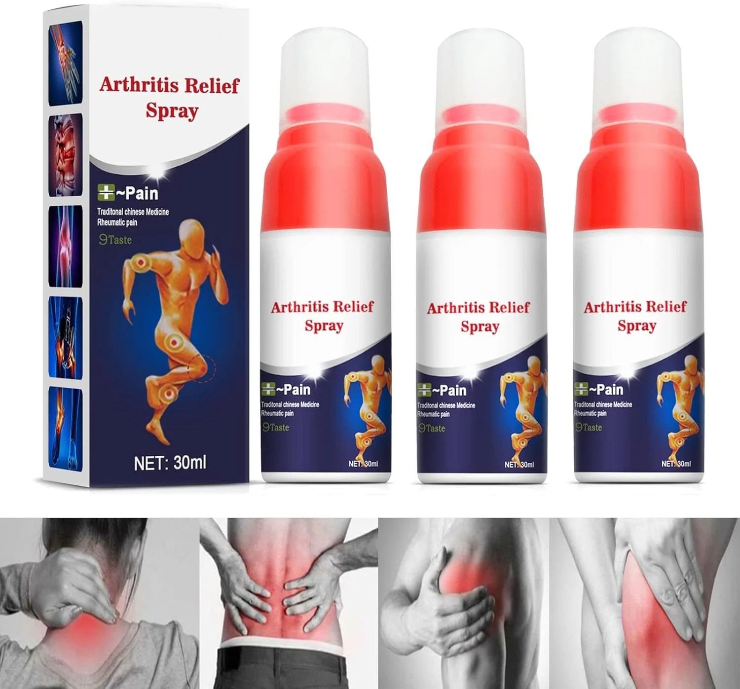 اسپری گیاهی تسکین فوری درد، مه گیاهی تسکین مفاصل، اسپری روغن گیاهی تسکین فوری درد، تسکین سریع درد عضلات، آرتروز، درد مفاصل، استئوآرتریت، کمردرد، 30 میلی لیتر (3 عدد)