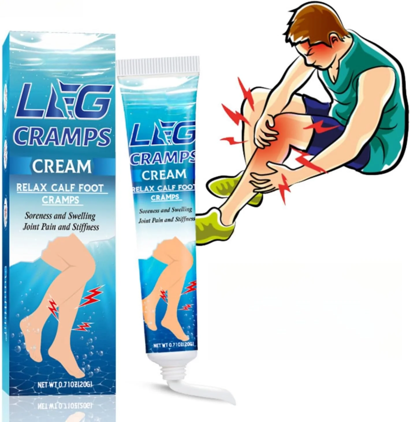 پماد گرفتگی عضلات پا - تسکین هدفمند برای گرفتگی، درد و درد مفاصل - افزایش گردش خون و کاهش تورم - مواد طبیعی - استفاده آسان - 20 گرم برای تسکین در حرکت