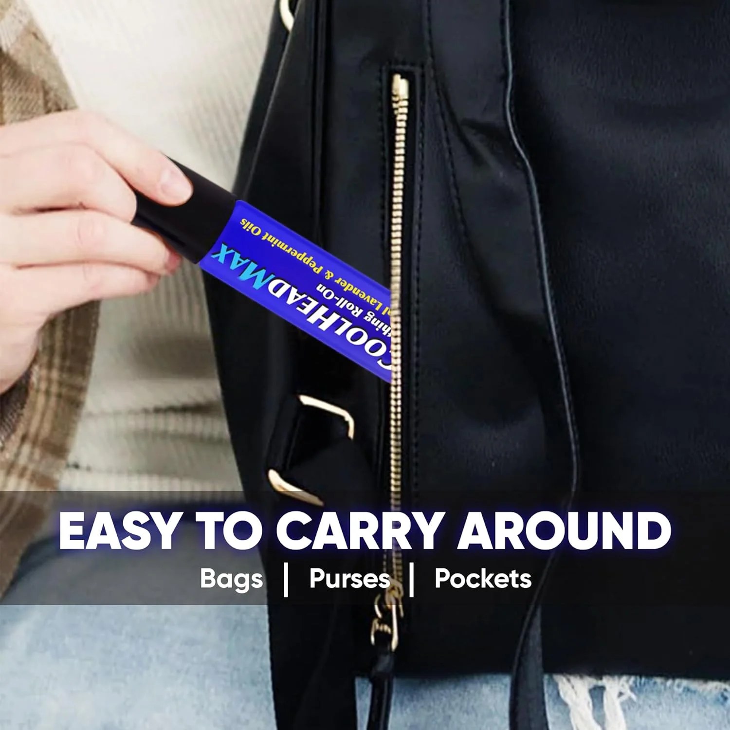 رول خنک کننده سر، رول روغن ضروری طبیعی برای سردرد، رول روغن ضروری برای پشتیبانی از سردرد، خنک کننده سریع و آرامش بخش برای سر شما با روغن های ضروری اسطوخودوس و نعناع فلفلی (1 عدد)