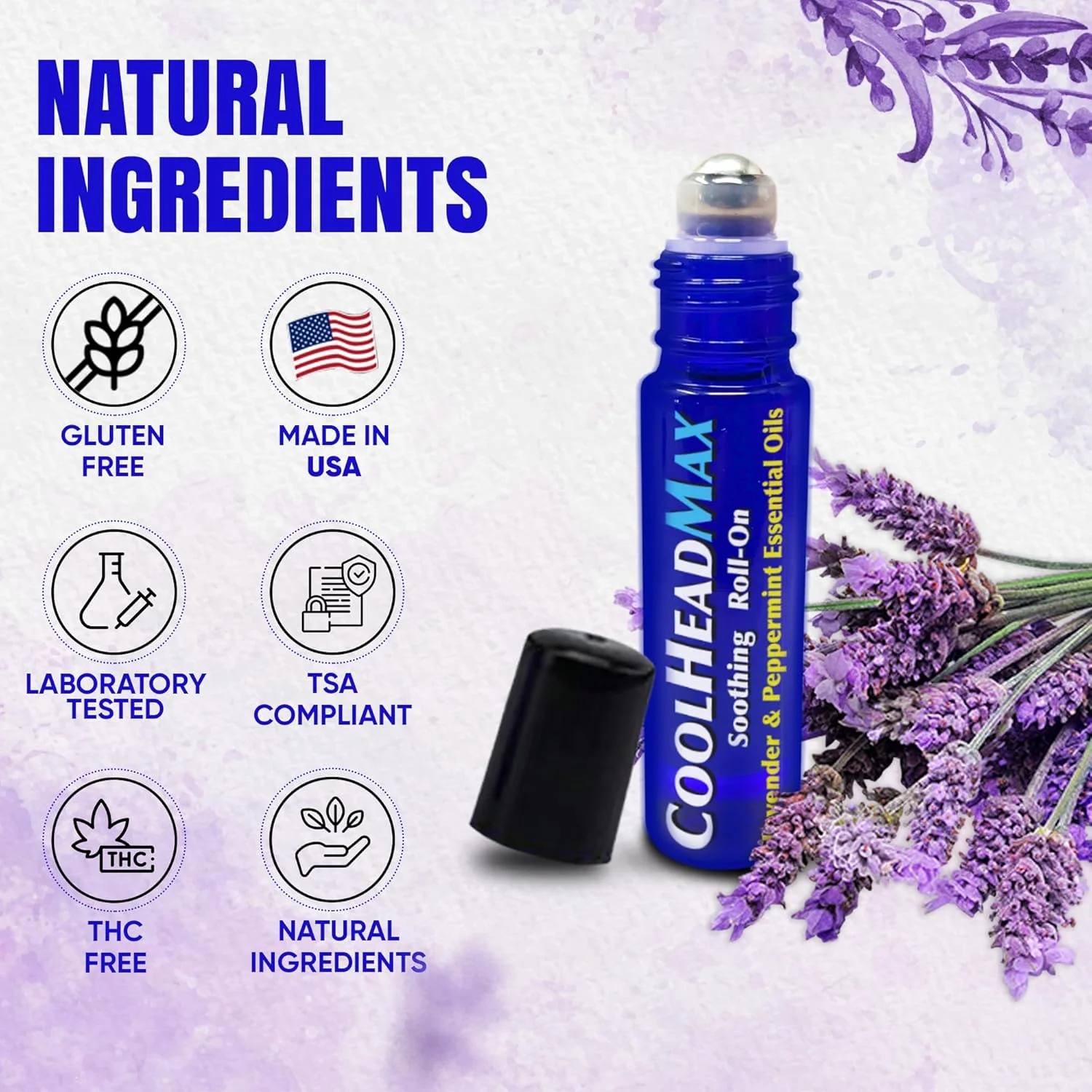 رول خنک کننده سر، رول روغن ضروری طبیعی برای سردرد، رول روغن ضروری برای پشتیبانی از سردرد، خنک کننده سریع و آرامش بخش برای سر شما با روغن های ضروری اسطوخودوس و نعناع فلفلی (1 عدد)