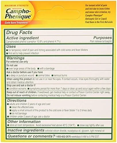 ژل ضد عفونی کننده کامفو-فنیک برای تسکین درد و خارش، فرمول اصلی