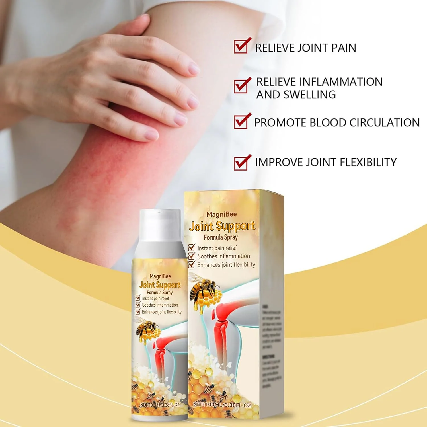 اسپری استخوان، اسپری تسکین دهنده مفاصل، 100 میلی لیتر مراقبت عمیق استخوان و عضله برای زانو، گردن و دست ها مناسب برای ورزشکاران زن و مرد