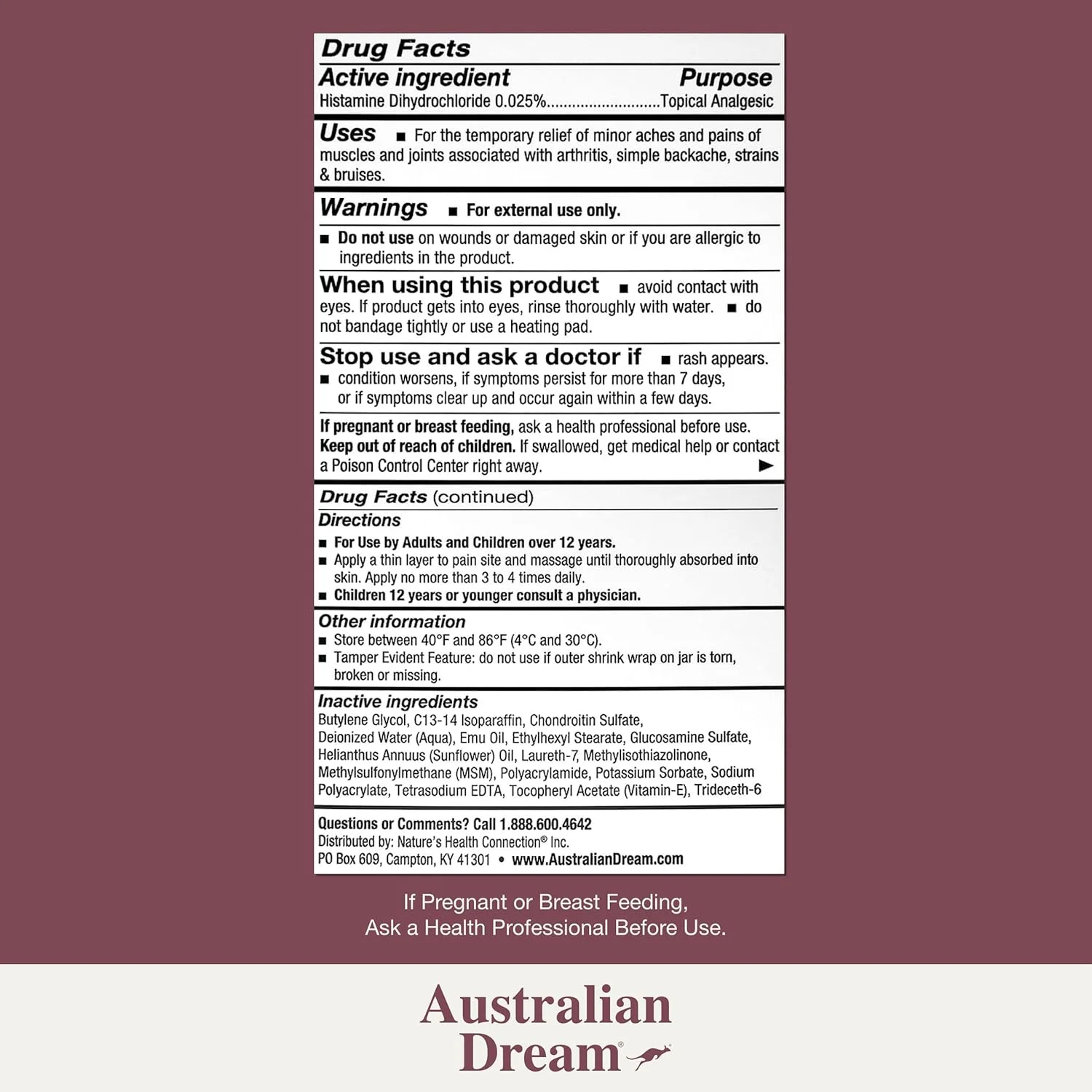 کرم تسکین درد آرتریت Australian Dream، ۲۵۵ گرم