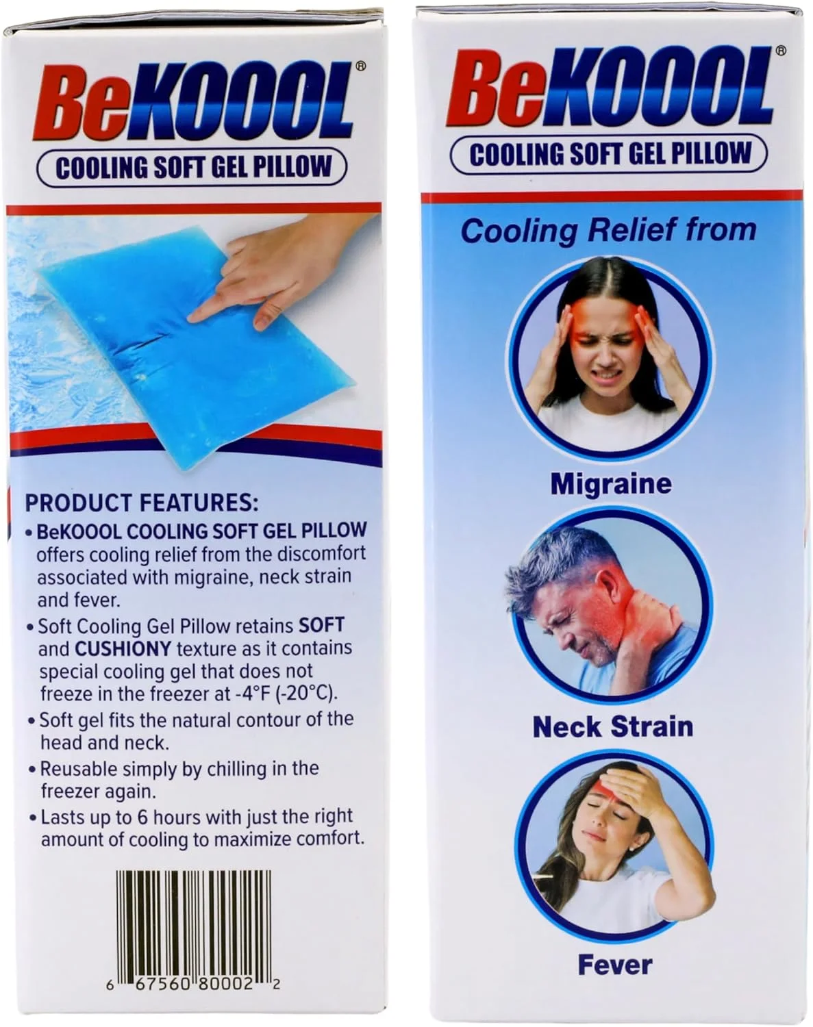 بالش ژلی نرم خنک کننده BeKOOOL - تسکین دهنده درد میگرن، کشیدگی گردن و تب - تا 6 ساعت خنک کنندگی، آماده استفاده، حتی در حالت انجماد نرم باقی می ماند