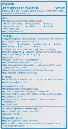کپسول‌های الیو، ناپروکسن سدیم 220 میلی‌گرم (NSAID)، تسکین‌دهنده درد/کاهش‌دهنده تب، توصیه شده توسط متخصصین ارتوپدی، 270 عدد