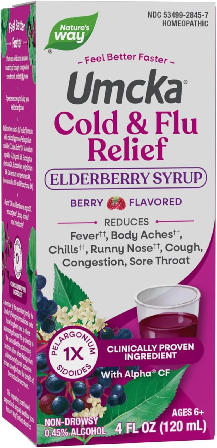 شربت تسکین دهنده سرماخوردگی و آنفولانزا با عصاره الدرberry Nature's Way، 4 اونس