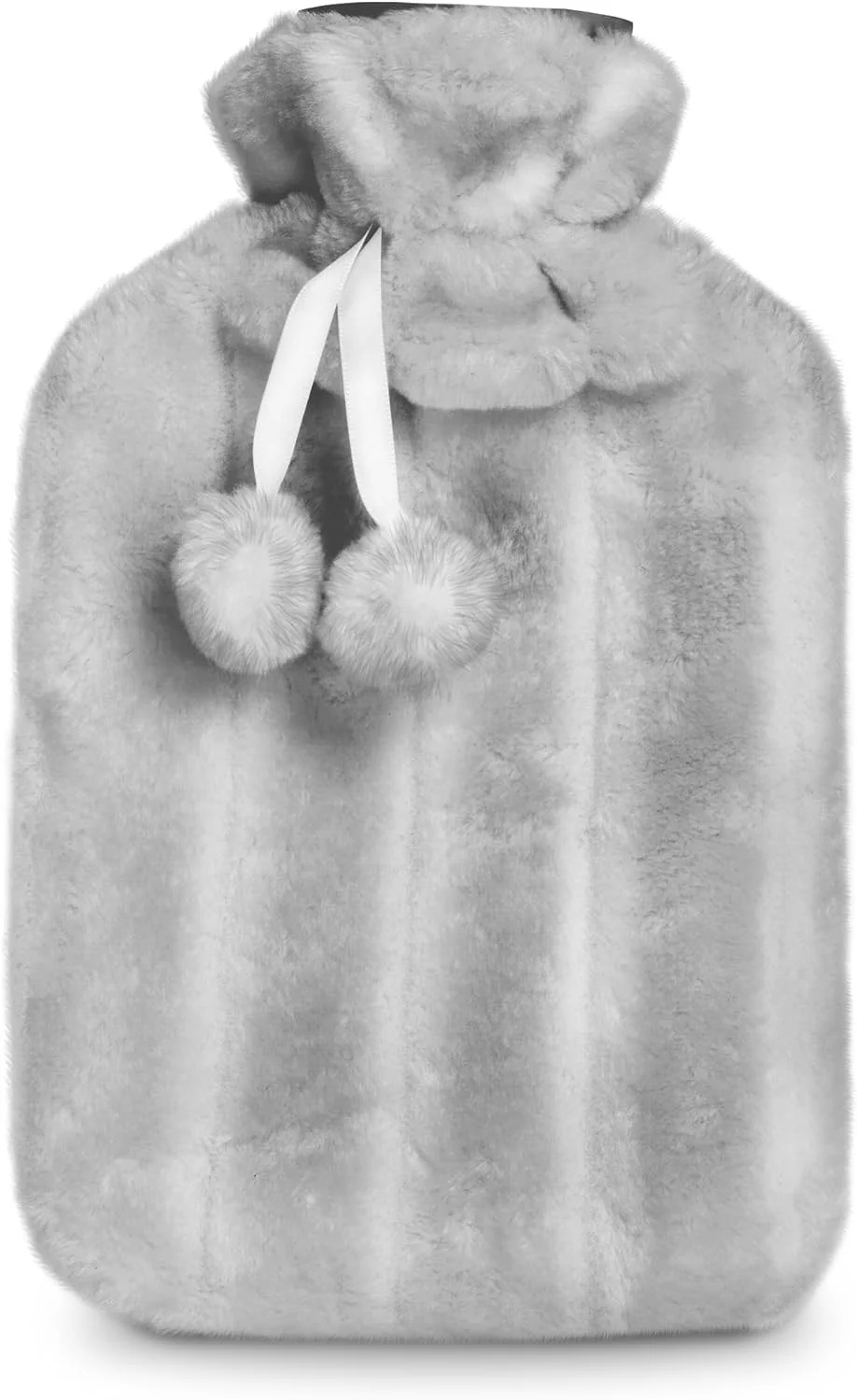 کیسه آب گرم نرم و راحت KEPLIN با روکش پولیشی - تسکین دهنده دردهای بدن، پد گرم کننده ایمن، بادوام و قابل شستشو - ایده آل برای شب های دنج و هدیه - بزرگ 2 لیتری (خاکستری روشن)