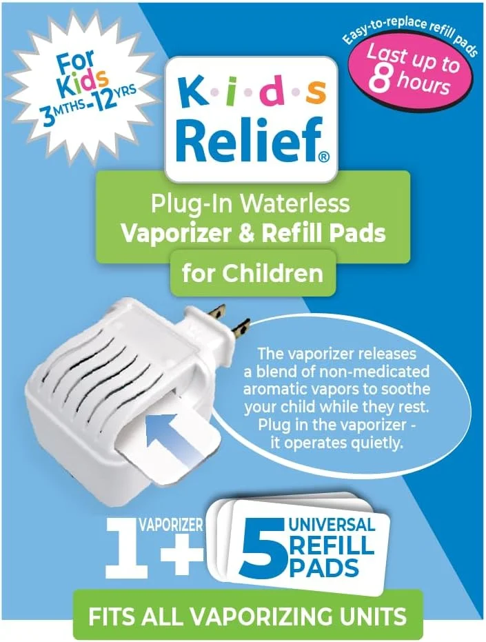 دستگاه بخور بدون آب کودک به همراه 5 پد معطر اسطوخودوس، منتول و اکالیپتوس، 1 عدد