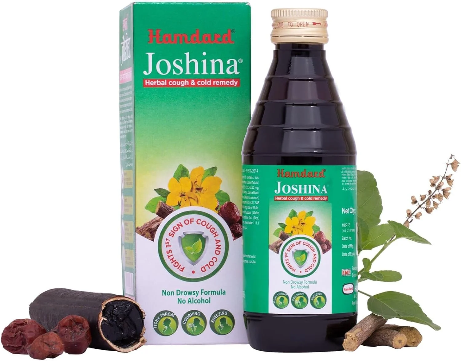 شربت جوشینا همدرد | 200 میلی لیتر | تسکین دهنده ناراحتی گلو | کمک به بهبود سرفه، سرماخوردگی و گلودرد | داروی گیاهی | کاملا طبیعی | فرمولاسیون یونانی | بسته 1 عددی