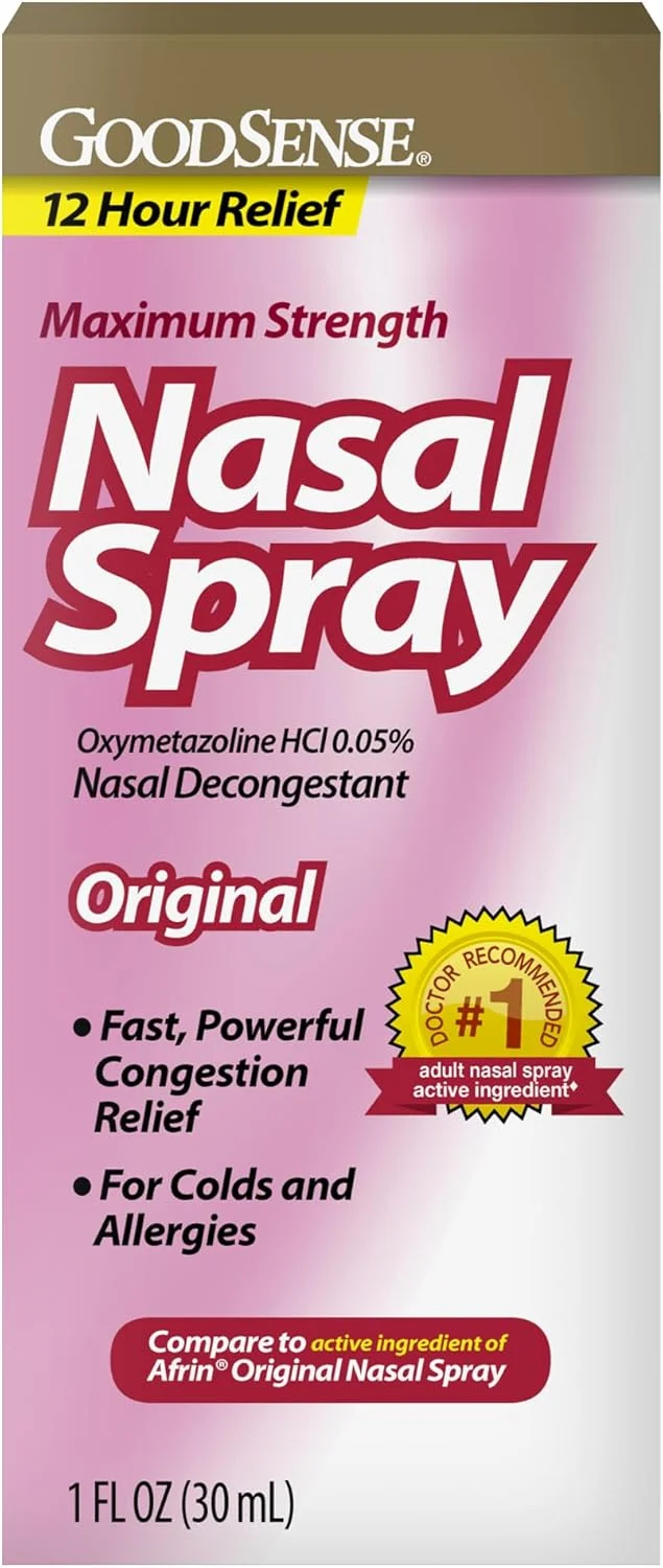 اسپری بینی با قدرت حداکثری GoodSense، تسکین سریع و قوی گرفتگی بینی ناشی از سرماخوردگی و آلرژی، 1 اونس مایع