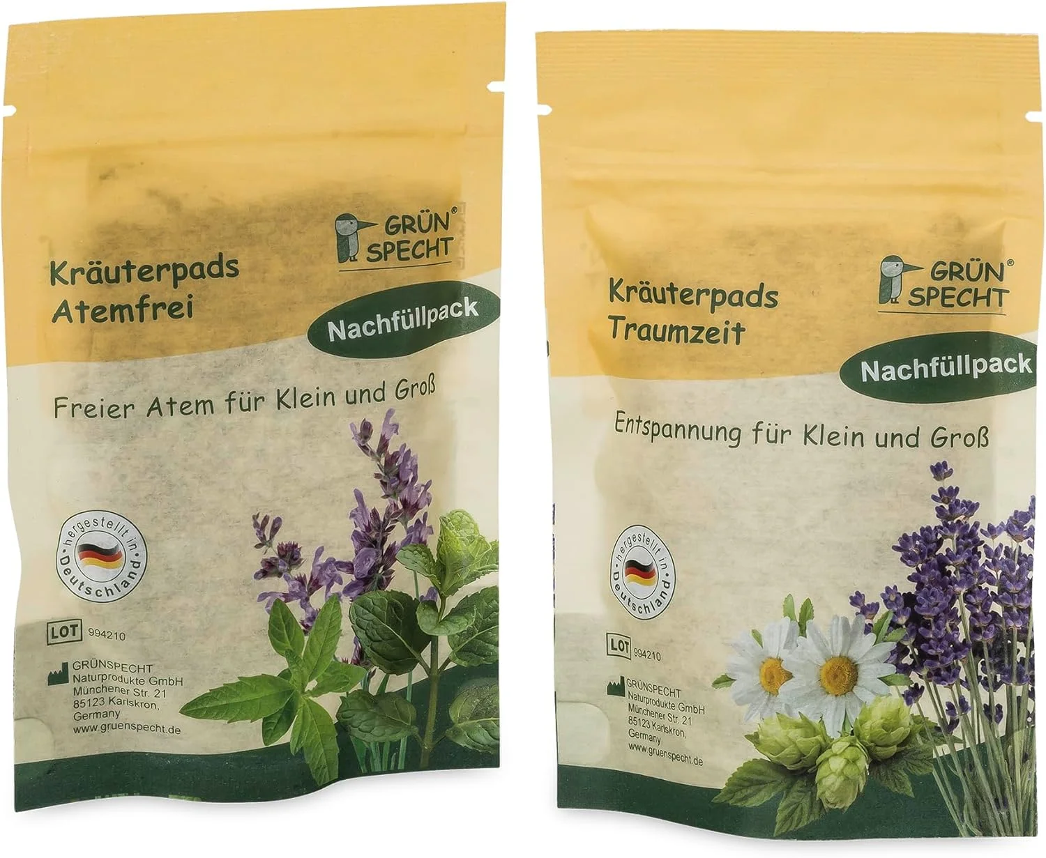 پدهای گیاهی گرون‌اشپت برای خواب آرام و زمان سرماخوردگی، تسکین دهنده، بسته پرکننده مجدد با 3 پد "زمان رویا" و "بی نفس" (1503-V5)