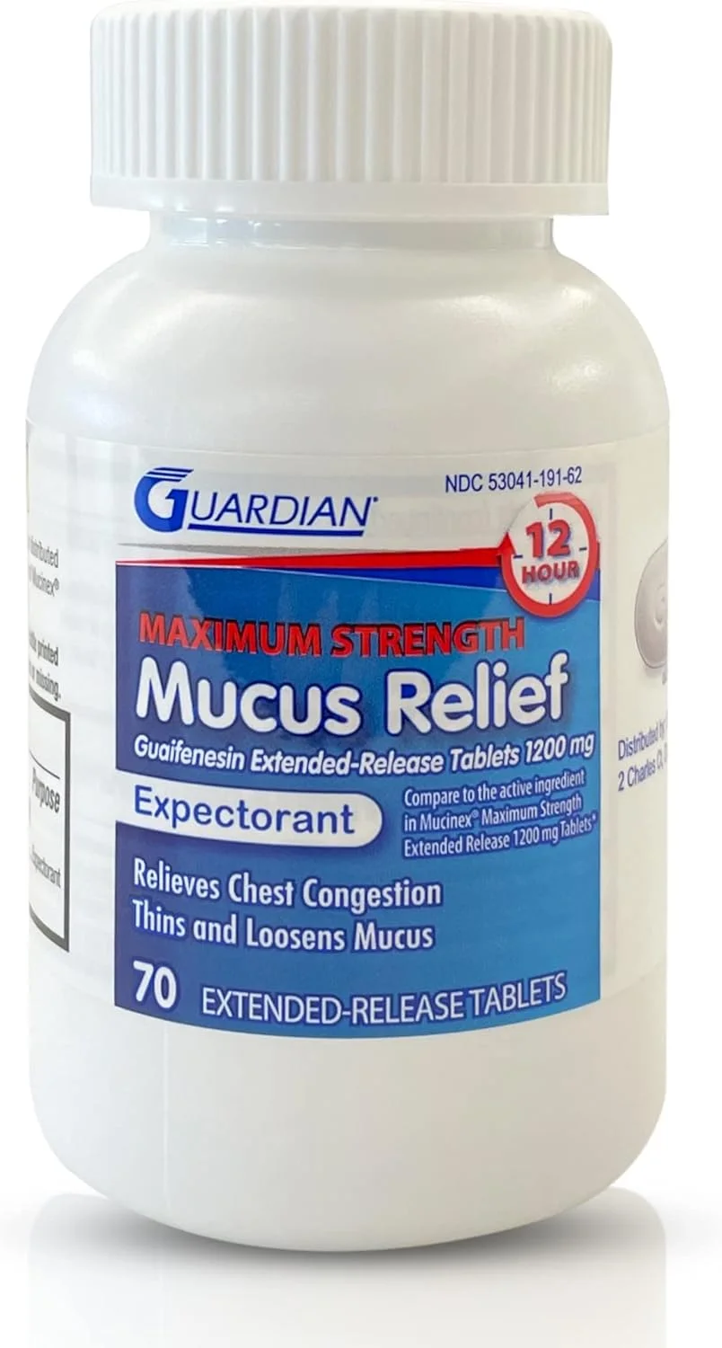قرص های رهش طولانی مدت برای تسکین احتقان سینه Guardian، حاوی گایافنزین 1200 میلی گرم، بسته 70 عددی