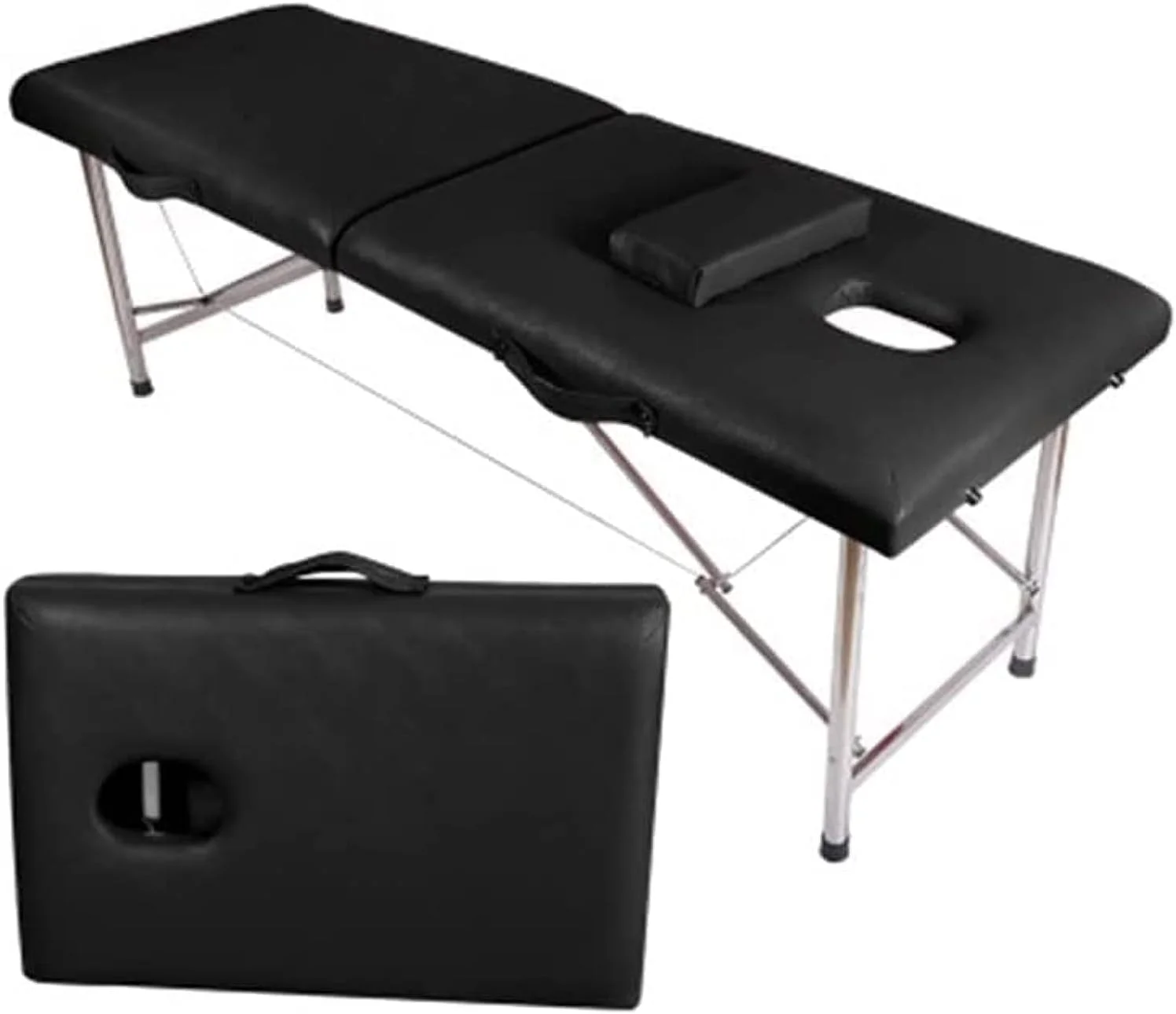 تخت ماساژ تاشو سبک TDOO، تخت مژه قابل حمل با قاب آلومینیومی، تخت ماساژ تاشو دو قسمتی حرفه ای برای سالن های زیبایی و تاتو (B)