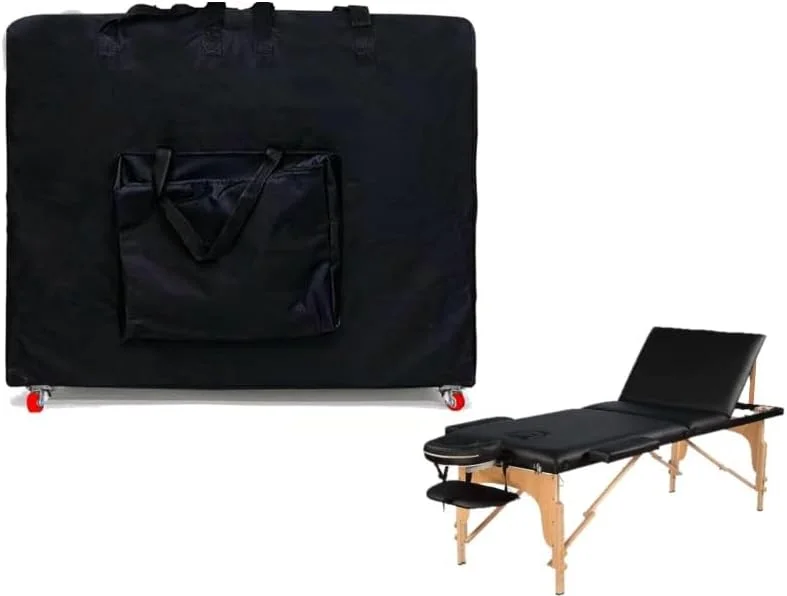 کیف حمل میز ماساژ قابل حمل، جنس آکسفورد مشکی، 90x60x15 سانتی متر، با چرخ