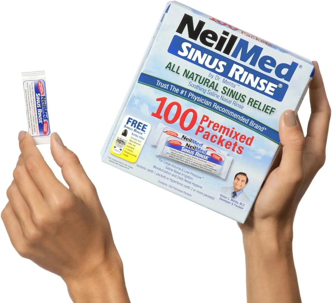 محلول شستشوی بینی نیل‌مد، تسکین طبیعی، بسته‌های پیش‌ساخته 100 عددی (بسته 1 عددی)