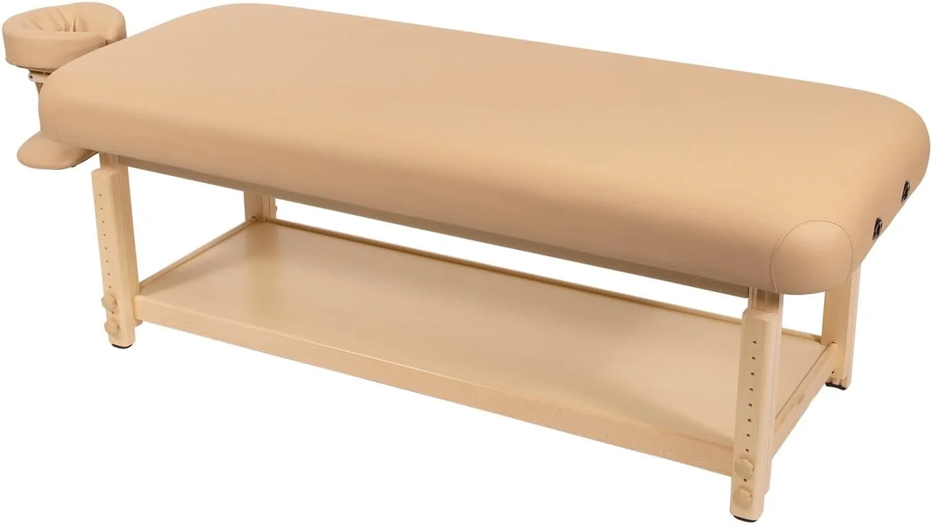 تخت ماساژ مستر آرچر فلت 32 اینچ، سایز 184 سانتی متر (طول) 81 سانتی متر (عرض)، تخت ماساژ چوبی با قابلیت تنظیم ارتفاع برای سالن اسپا، تخت صورت با روکش چرمی PU لوکس مناسب سالن اسپا و تتو