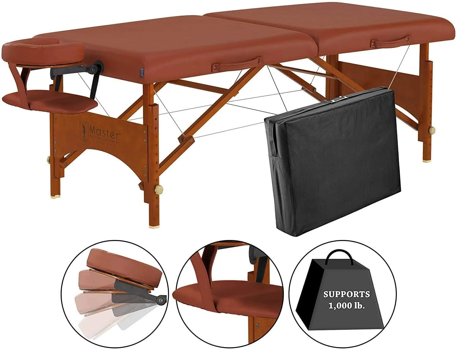 تخت ماساژ قابل حمل Master Massage Fairlane Sport Size، 25 اینچی - سبک و مقاوم - دارای لوازم جانبی اضافی - تخت تاتو، تخت اکستنشن مژه - تصویر 2