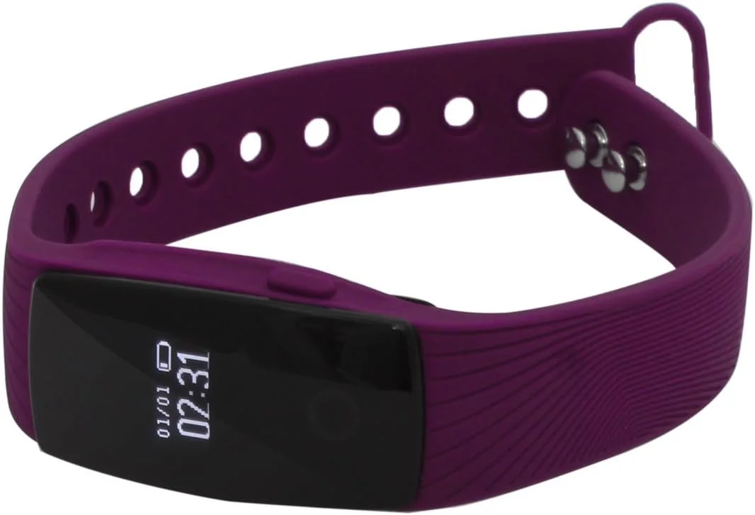 دستبند هوشمند ورزشی بلوتوث 4.0 با قابلیت پایش ضربان قلب، ردیابی فعال تناسب اندام، یافتن و نمایش ابزارها، و پایش خواب - بنفش