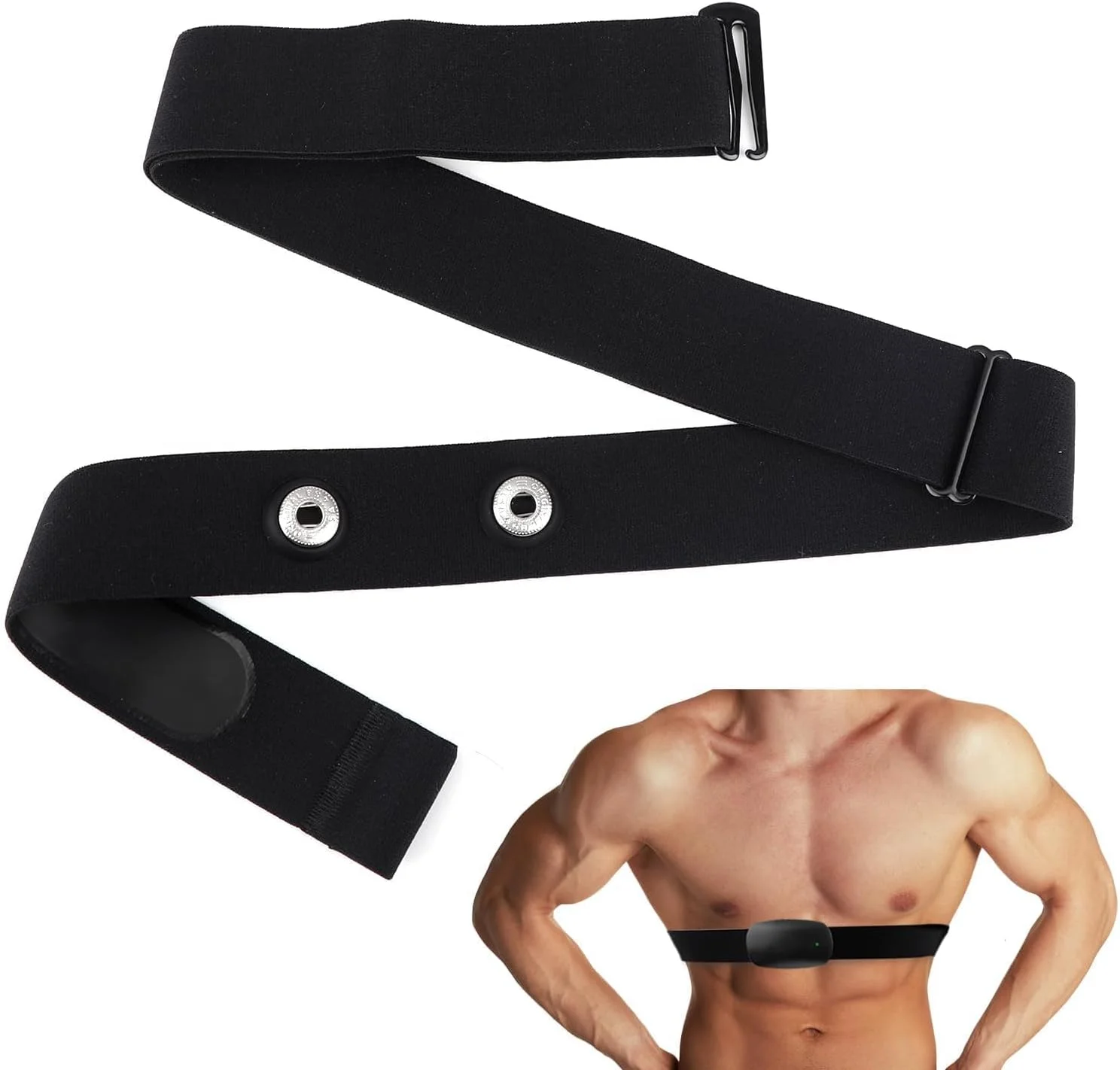 بند سینه مانیتور ضربان قلب مناسب برای Polar H10 H9 H7، بند سینه جایگزین نرم و ضد آب قابل تنظیم سازگار با Polar Wearlin Garmin Dual Running HRM (مشکی، طول 65-95 سانتی متر)