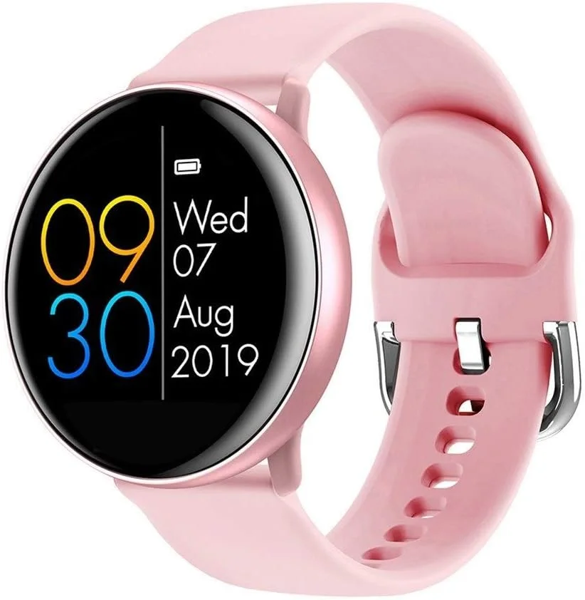 دستبند تناسب اندام WVV ساعت هوشمند ضربان قلب IP68 ضد آب ورزشی گام شمار (رنگ: صورتی)