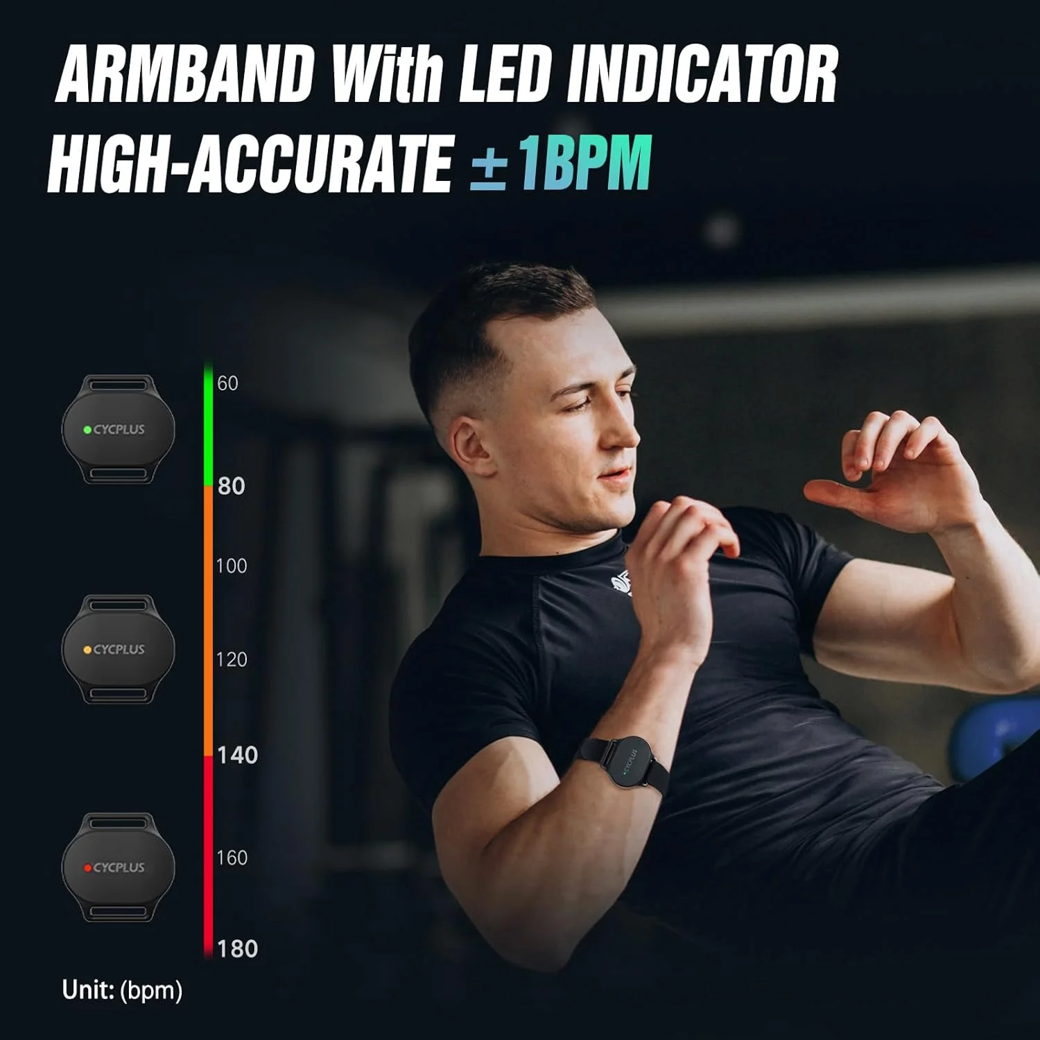 سنسور ضربان قلب سایک پلاس بلوتوث 5.1 با نشانگر LED محدوده ضربان قلب، ضد آب IP67، مناسب برای دویدن، دوچرخه سواری، ژیمناستیک و سایر ورزش ها