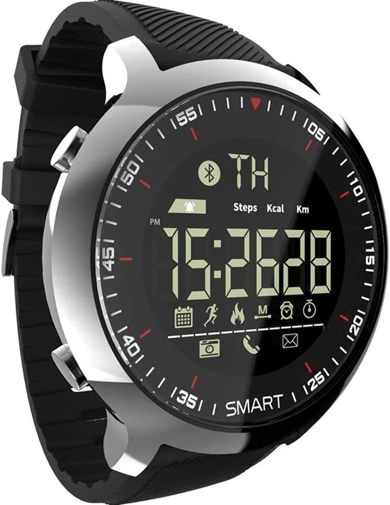 ساعت هوشمند ضربان قلب WVV، ساعت ورزشی بلوتوثی ضد آب، سیلیکونی درخشان، دارای کنتور برقی جدید (رنگ: مشکی)