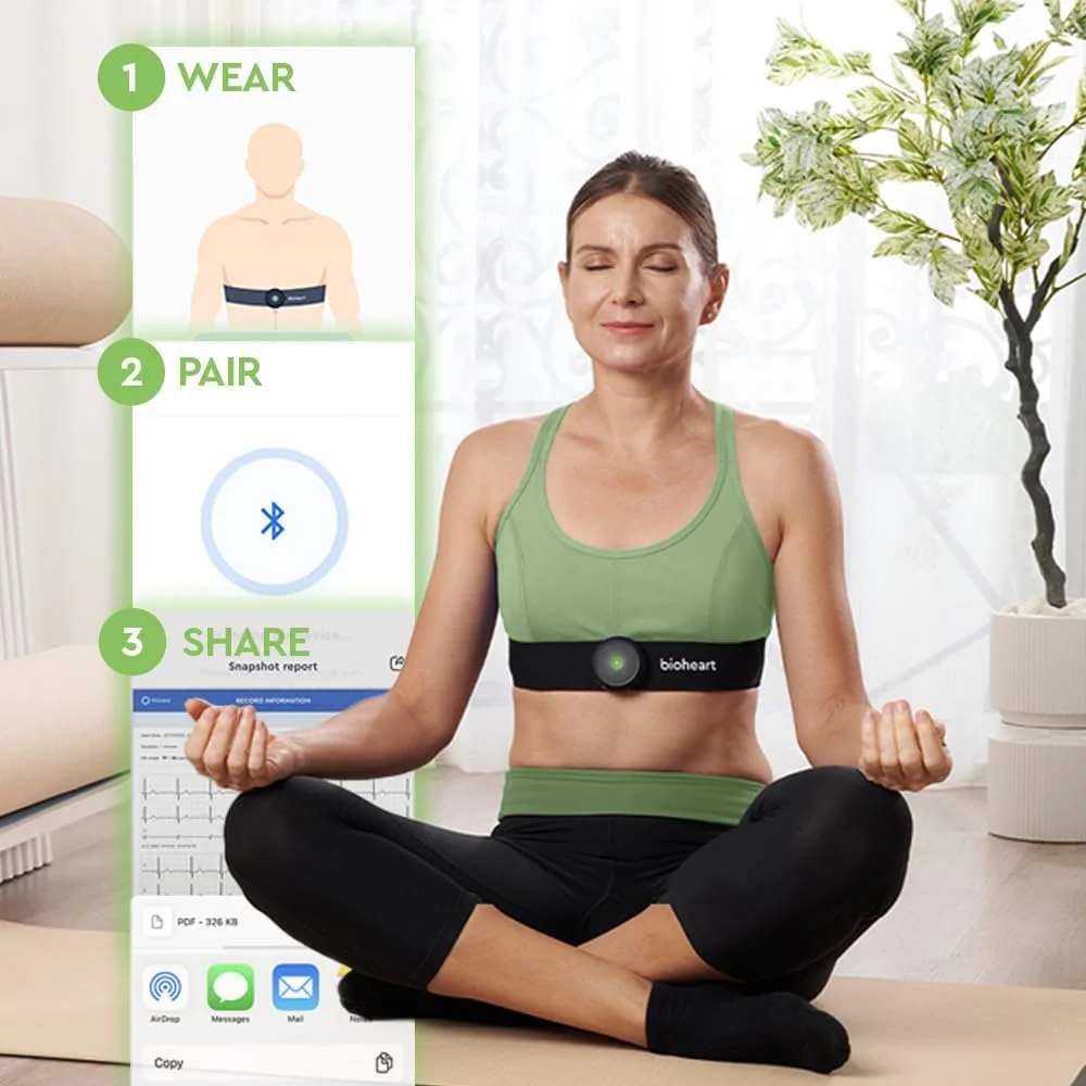 مانیتور ضربان قلب بلوتوثی بایوهارت | مانیتور مداوم ضربان قلب | دستگاه موبایل ضربان قلب با بند سینه | اشتراک یک ساله شامل می شود