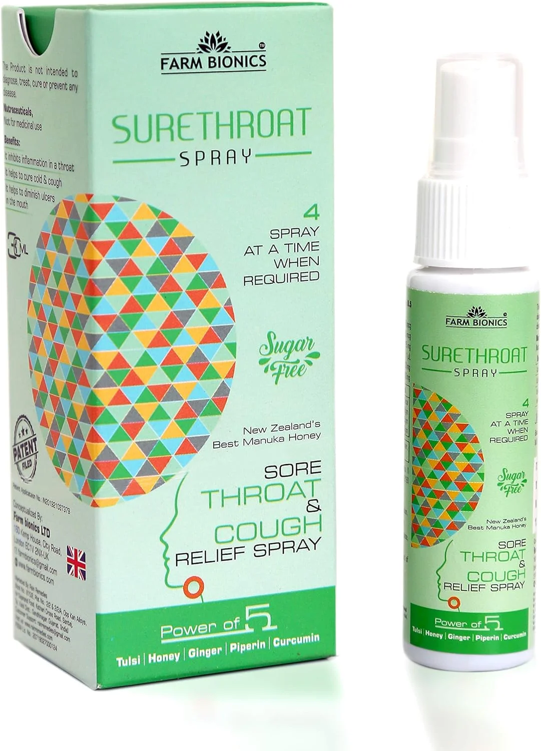 اسپری گلو (زنجبیل، عسل، ریحان، زردچوبه، پیپرین) برای سرفه، سرماخوردگی و آنفولانزا - بسته 2 عددی