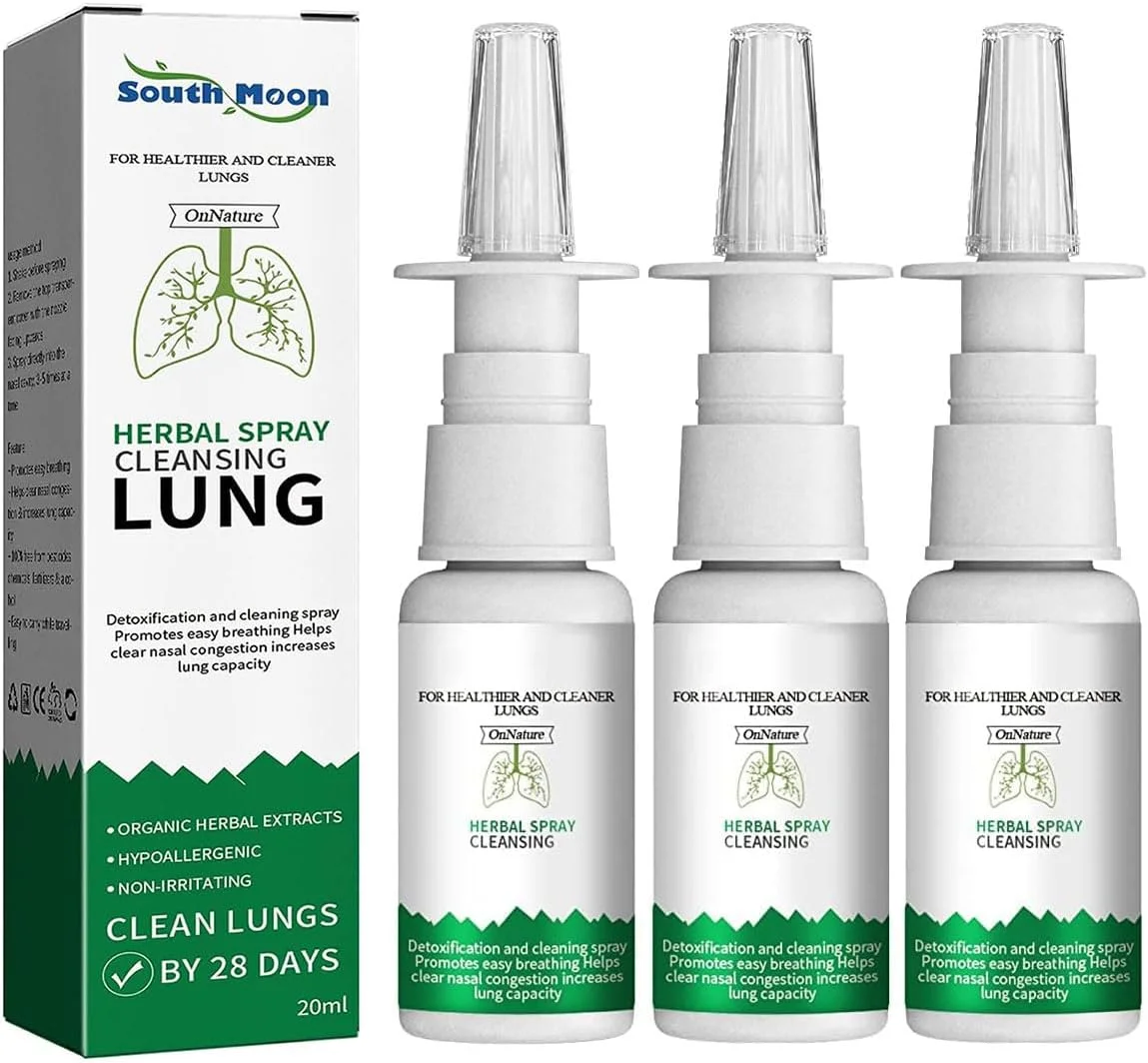 اسپری بینی گیاهی ارگانیک OnNature برای پاکسازی و ترمیم ریه، 20 میلی لیتر، اسپری پاک کننده ریه OnNatural، اسپری پاک کننده گیاهی سم زدای ریه برای رفع احتقان بینی (3 عدد)