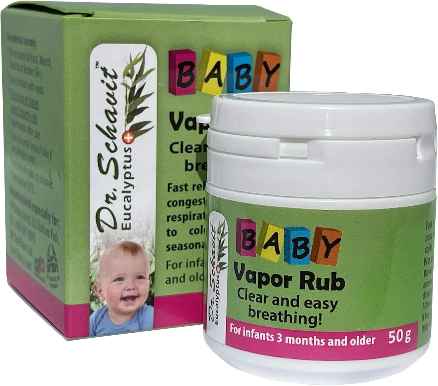 مرهم تسکین دهنده سینه کودک. بالم رفع گرفتگی بینی برای نوزاد، کودک نوپا - تسکین طبیعی گرفتگی بینی، سرماخوردگی، آنفولانزا - اکالیپتوس گیاهی، منتول، آویشن (50 گرم)