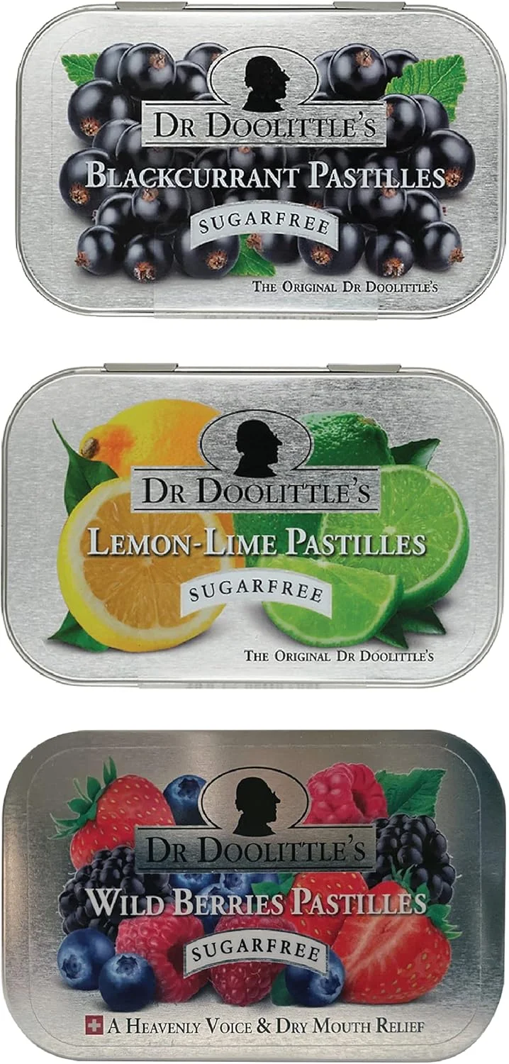 پاستیل میوه ای نرم بدون شکر دکتر دولیتل، طعم های توت سیاه، لیمو ترش و توت های وحشی، قوطی 60 گرمی، بسته 25 عددی، بسته 3 تایی