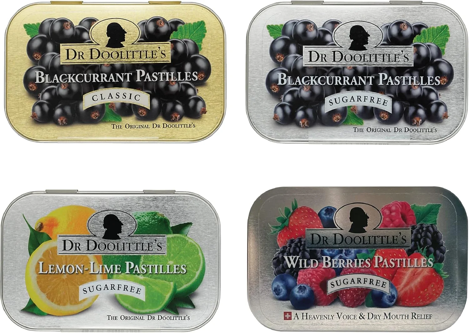 پاستیل میوه ای نرم بدون شکر دکتر دولیتل، طعم های توت سیاه، لیمو ترش و توت های وحشی، قوطی 60 گرمی، بسته 25 عددی، بسته 4 تایی
