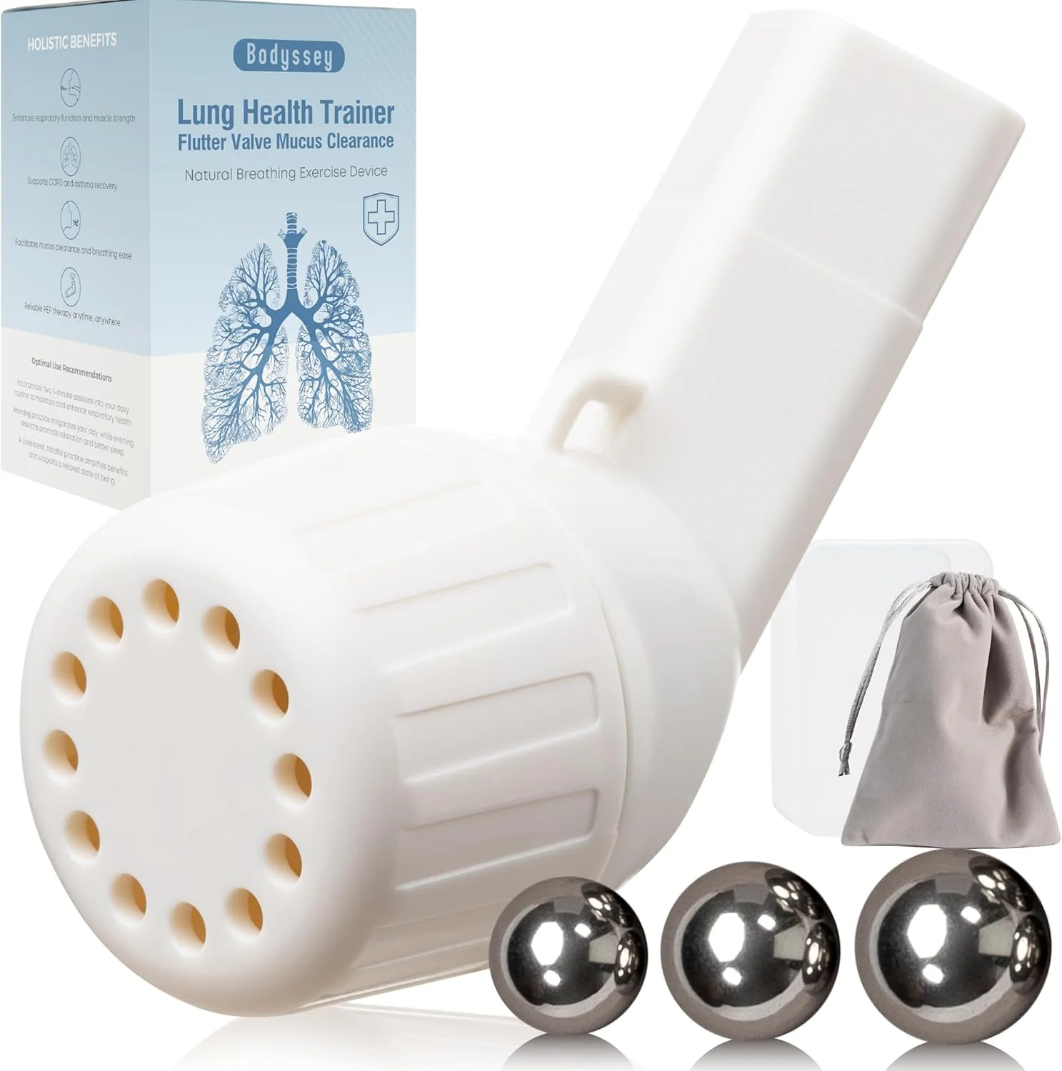 تمرین دهنده تنفسی - مقاومت جریان هوا قابل تنظیم، دستگاه تمرین تنفسی غیر اندازه گیری، شامل عملکرد دوگانه برای پشتیبانی عمومی تنفسی