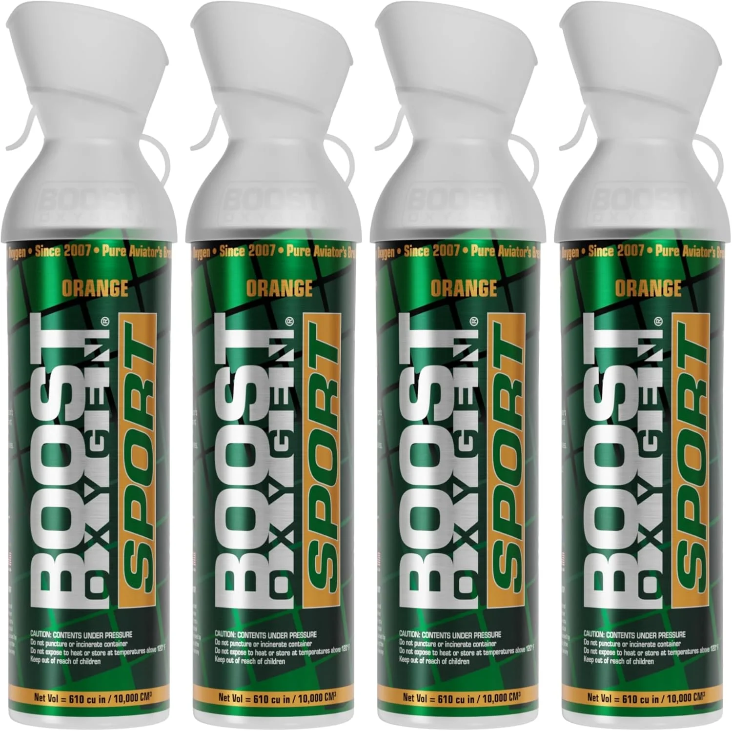 قوطی بزرگ 10 لیتری اکسیژن بوست با رایحه پرتقال | پشتیبانی تنفسی برای ریکاوری هوازی، ارتفاع، عملکرد و سلامتی (بسته 4 عددی)