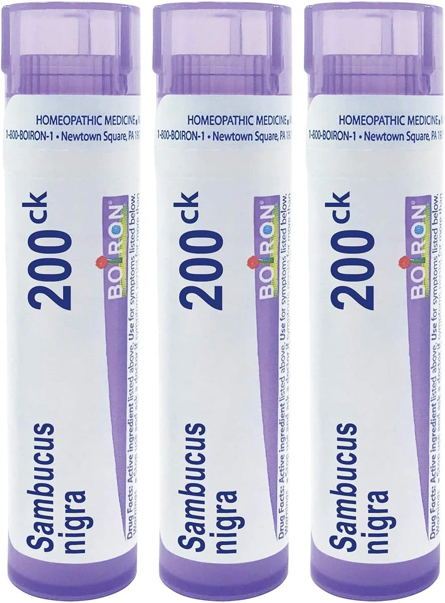 گلوله های سامبوکوس نیگرا 200CK بورون، درمان هومیوپاتی گل‌تیغی سیاه برای گرفتگی صدا همراه با سرفه دردناک و احتقان بینی، بدون ایجاد خواب آلودگی، 3 تیوپ 80 عددی، 3 عدد