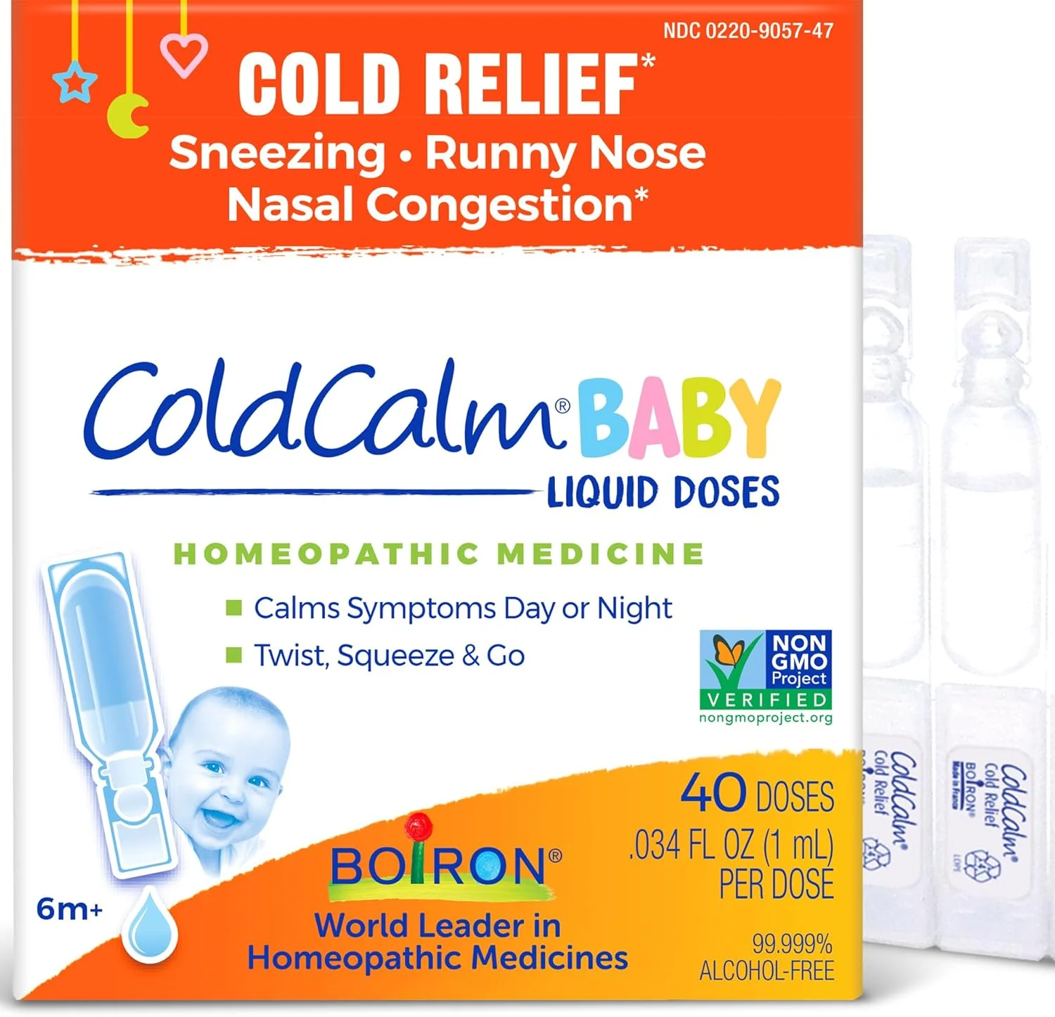 قطره های تک دوز سرماخوردگی کودک بویورن ColdCalm، 40 عدد - تسکین علائم سرماخوردگی مانند عطسه، آبریزش بینی و گرفتگی بینی - استریل، بدون خواب آلودگی (8 بسته 5 دوز مایع)