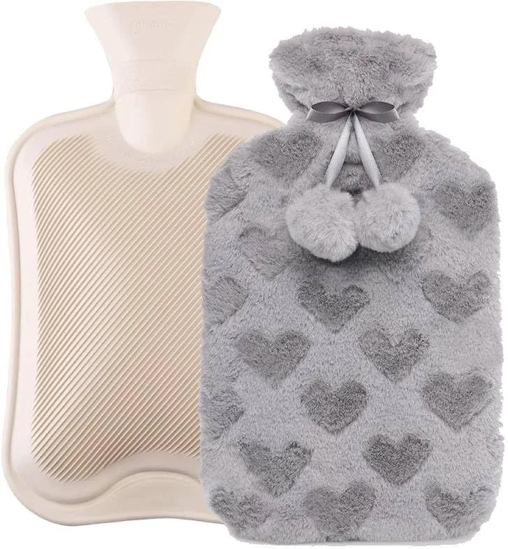 کیسه آب گرم MOMENT با روکش نرم (2 لیتری) کیسه آب گرم لاستیکی کلاسیک برای گرفتگی عضلات، تسکین درد گردن و شانه، کمپرس گرم و سرد برای درمان گرم و سرد و گرم کننده پا، هدیه ای عالی