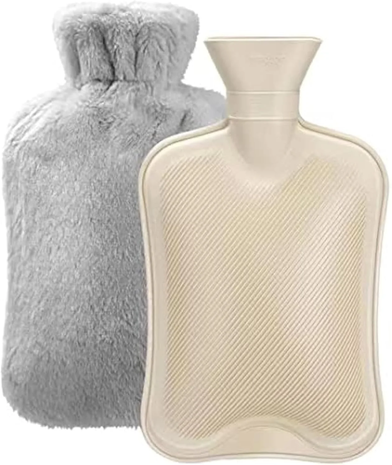 کیسه آب گرم 2 لیتری با روکش نرم، کیسه آب گرم لاستیکی کلاسیک برای گرفتگی عضلات، تسکین درد گردن و شانه، کمپرس گرم و سرد برای درمان گرم و سرد و گرم کننده پا