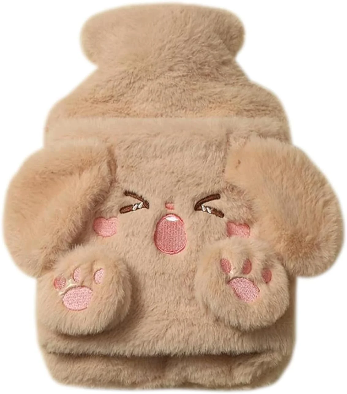 کیسه آب گرم 800 میلی لیتری بزرگ طرح خرگوش بامزه، کیسه آب گرم کودکانه، کیسه آب گرم نرم، کیسه آب گرم برای گرم نگه داشتن دست و پا، تسکین درد گردن و شانه (خاکی)