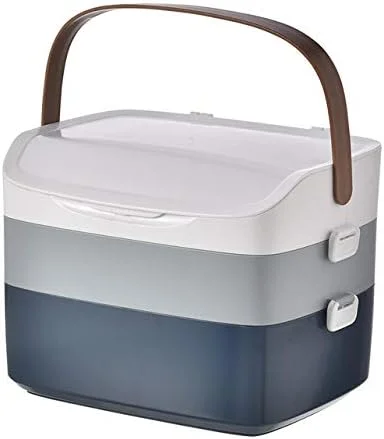 جعبه کمک های اولیه قابل حمل 3 لایه، جعبه نگهداری بزرگ، جعبه پزشکی کمپینگ در فضای باز، جعبه نگهداری لوازم پزشکی کمک های اولیه، جعبه نگهداری دارو (رنگ: آبی)