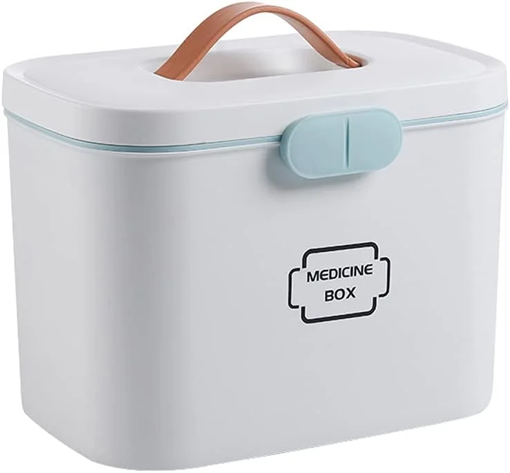 جعبه نگهداری دارو جعبه دارویی بسته خانواده قابل حمل جعبه کمک های اولیه پزشکی سرپایی جنس PP (رنگ: سفید)