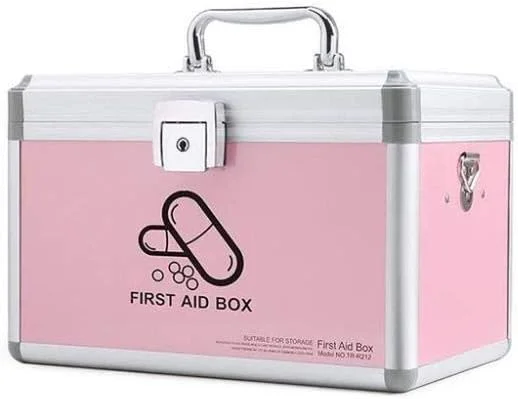 جعبه دارو جعبه کمک های اولیه خانگی جعبه نگهداری دارو (رنگ: صورتی، اندازه: 390x225x230 میلی متر)