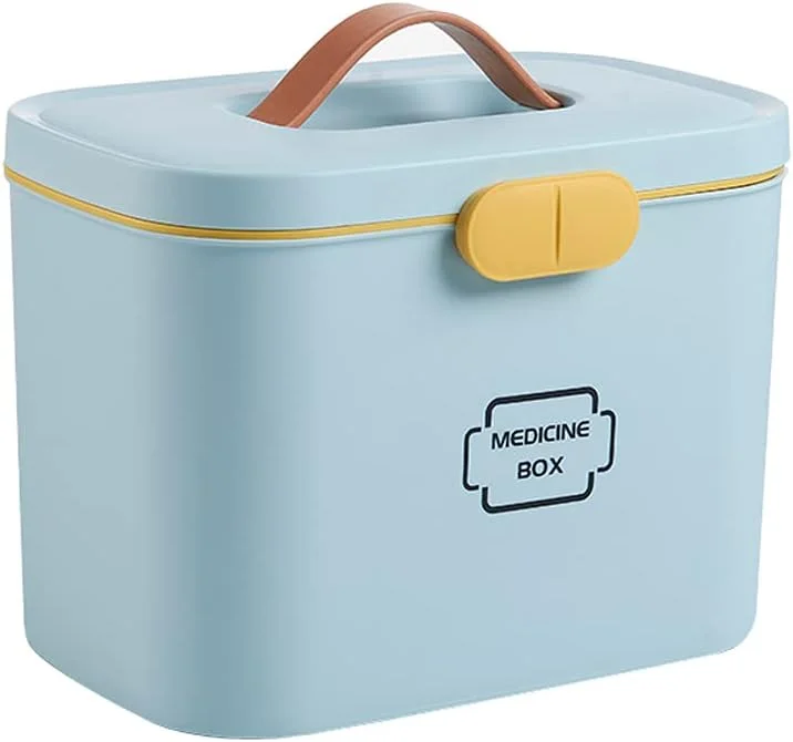 جعبه دارو، جعبه نگهداری دارو، بسته خانواده، جعبه کمک های اولیه قابل حمل، جعبه پزشکی سرپایی، جنس PP (رنگ: آبی)