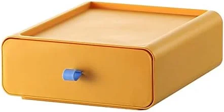 جعبه نگهداری رومیزی کشودار، جعبه لوازم آرایشی، جعبه لوازم التحریر، قابل انباشته شدن، جعبه جواهرات، ظرفیت بزرگ، جعبه نگهداری لوازم اداری (رنگ: زرد)